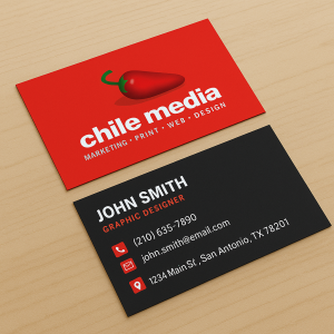 Matte or UV Gloss Business Cards | Chile Media Shop Business Cards Printing San Antonio